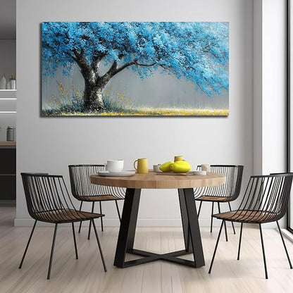 Blue Art Work for Living Room Walls Tree of Life Poster for Bedroom Modern Prints Wall Art for Dining Room Size 29 x 58 Inch