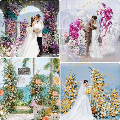 Wokceer Wedding Arch Backdrop Stand 7.2FT, 6FT Gold Metal Arch Stand Set of 2 for Birthday Party Wedding Ceremony Baby Shower Graduation Decoration