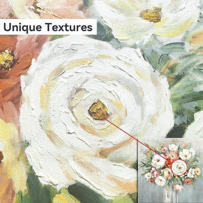 summer melody Modern Floral Canvas Wall Art - Elegant Flower Painting Abstract Blossom Bouquet Picture Prints Colorful Rose Artwork for Bedroom Living Room