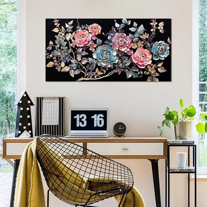Flower Pictures Wall Decor Living Room Colorful Canvas Wall Art for Office Modern Prints Decor Bedroom Women Size 20" x 40"