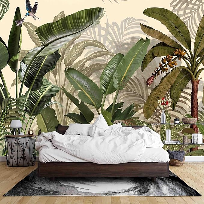 Wall Mural Peel and Stick Vintage Floral Mural- Thick Canvas Waterproof Wallpaper Art for Living Room Bedroom, Large Self-Adhesive Decor (Color-5, 118×82 inch)
