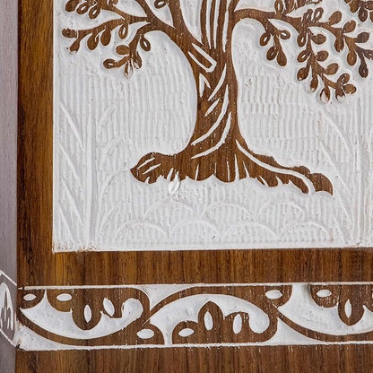 INTAJ Wooden Keepsake Cremation Urn for Human & Pet Ashes - Mini Tree of Life Urn Box & Casket - Holds 20 Cubic Inch