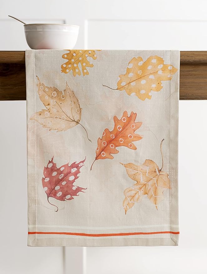 Maison d' Hermine Table Runner 100% Cotton Single Layer Table Runners 108 inches Long for Thanksgiving Christmas Decorations Home Kitchen Dining Party Wedding (Colours of Autumn, 14.5" x 108")