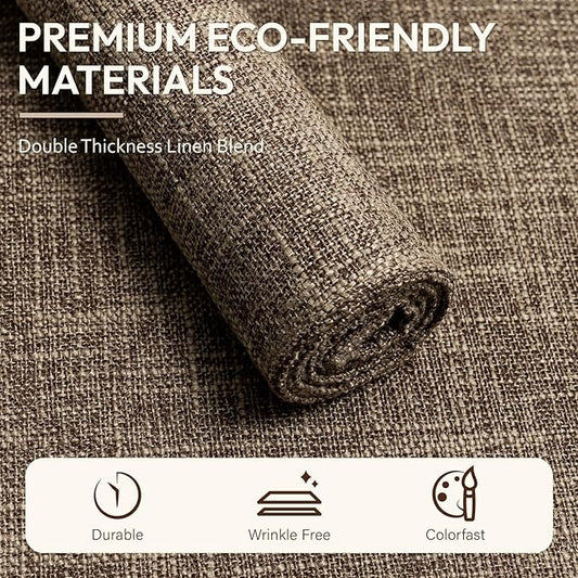 Blue Forest Placemats Set of 8, Dual-Layered Thickened Faux Linen Cloth Place Mats Heat Resistant Machine Washable Wrinkle Free Table Mats Indoor/Outdoor (Burlap)