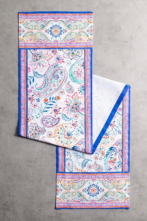 Maison d' Hermine Table Runner 100% Cotton Single Layer Table Runners 72 inches Long Decorative for Home Kitchen Dining Party Wedding Bridal Shower Spring Summer (Indian Floral, 14.50" x 72")