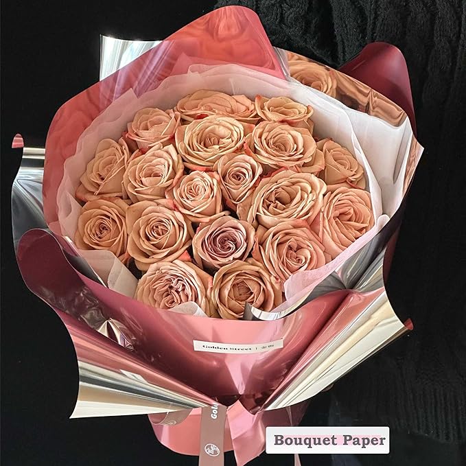 FWSA WRAPS Purple Wrapping Paper for Flower Bouquet, Waterproof Korean Florist Floral Paper, Gift Packaging Paper Roll Mother's Day Halloween Birthday Christmas Wedding DIY 22x360 inches (Purple)