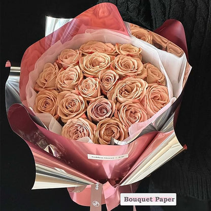 FWSA WRAPS Korean Flower Wrapping Paper Roll, Rose Gold Florist Bouquet Paper,Waterproof Gift Packaging DIY Art Crafts Christmas, Mother's Day Deco Florist Supplies 22x360 inches (Rose gold)