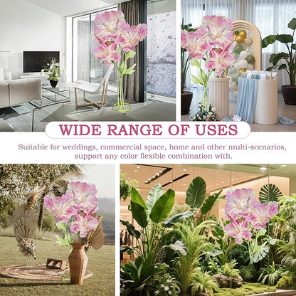 3pc Giant Flowers for Backdrop Wedding Reception Essential Decoration, Adjustable Big Flower for Decoration,Party Banquet Decor,Home Decor,Photographic Props,Shop Window Display (Pink)