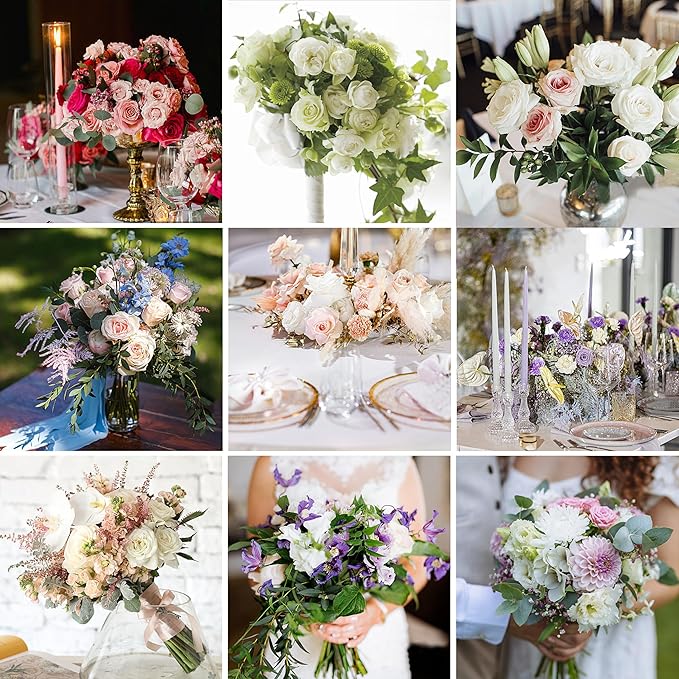 Artificial Flowers, 100pcs Artificial Rose Personalized Custom Colors for Centerpieces Arrangements, Foam Flowers with Stem for Bridal Shower Party Home Decorations