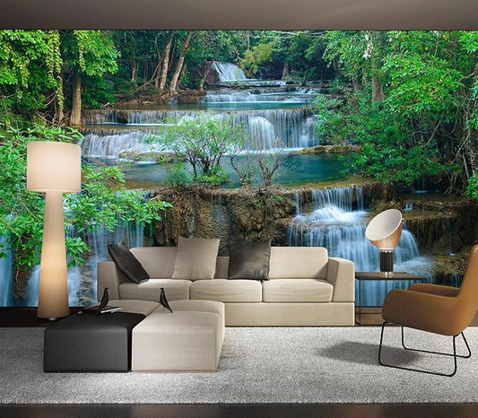 Cliouar-Kanchanaburi Waterfall Mural Wallpaper Peel and Stick 160" x 114"