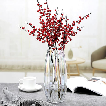 Glass Vase - Modern Ribbed Glass Vase for Flowers, Candles, and Decorative Accents -Black Grey, Amber, Clear and Colored Tall/Short Glass Vase for Centerpieces Home Table Decor (Colored, H-11.8inch)
