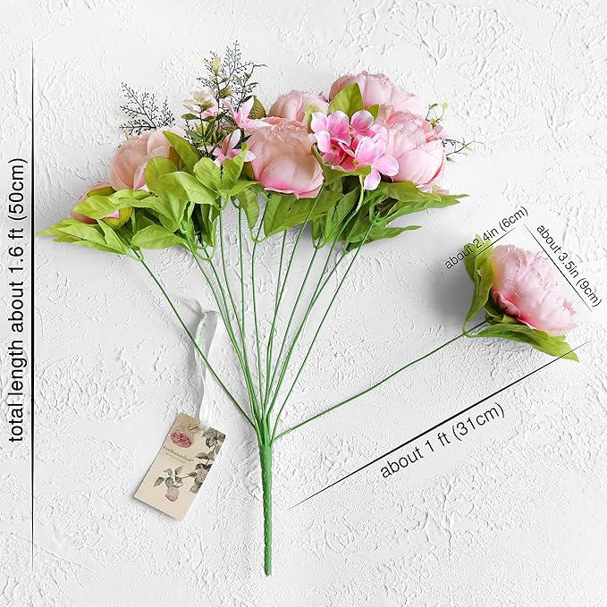 FiveSeasonStuff Vintage Artificial Peonies Silk Peony Flowers and Hydrangeas for Wedding Bridal Home Décor – Beautiful Floral Centerpiece Arrangement Decoration with 2 Bouquets (Charm Pink)
