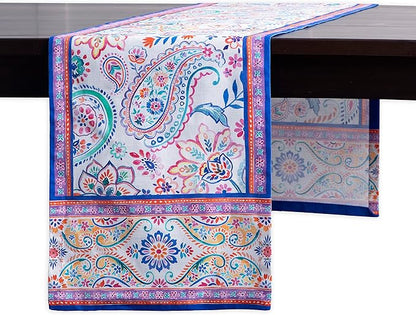 Maison d' Hermine Table Runner 100% Cotton Single Layer Table Runners 72 inches Long Decorative for Home Kitchen Dining Party Wedding Bridal Shower Spring Summer (Indian Floral, 14.50" x 72")