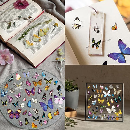 400+ PCS Delicate Butterfly Stickers, Self-Adhesive PVC Vintage Butterfly Stickers for Scrapbook, Journal, Laptop, Envelope, DIY Project, Window, Spring Themed Party Decors