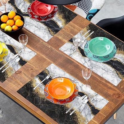 Abstract Marble Placemats Set of 4, Placemats for Dining Table,Heat Resistant Stain Resistant Wipeable Table Mats for Kitchen Dining Holiday Party Home Decor,12x18 Inch