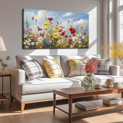 Flower Wall Art for Bedroom Teen Girl Colorful Artwork for Wall Floral Wall Decor for Living Room Ready to Hang 20 x 40 Inch