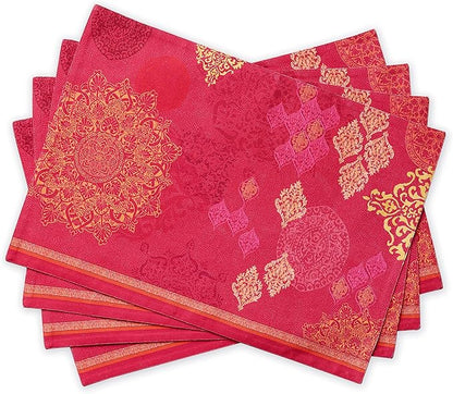 Maison d' Hermine Placemats Set of 4 100% Cotton Washable Cloth Place Mats, Reusable Table Mats for Thanksgiving Christmas Decorations Kitchen Dining Party Wedding Restaurant (Versailles, 13" x 19")