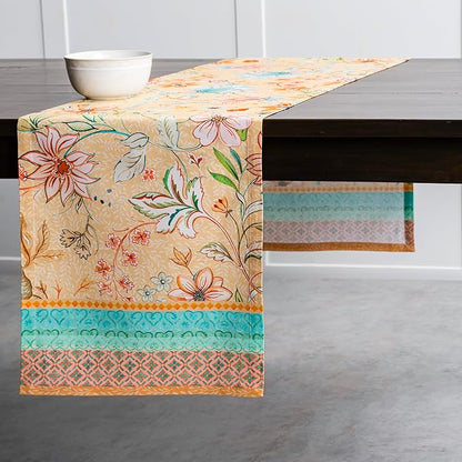 Maison d' Hermine Table Runner 100% Cotton Double Layer Table Runners 108 inches Long Decorative for Home Kitchen Dining Party Wedding Bridal Shower Spring Summer (Luxury Loft – Peach, 14.50" x 108")