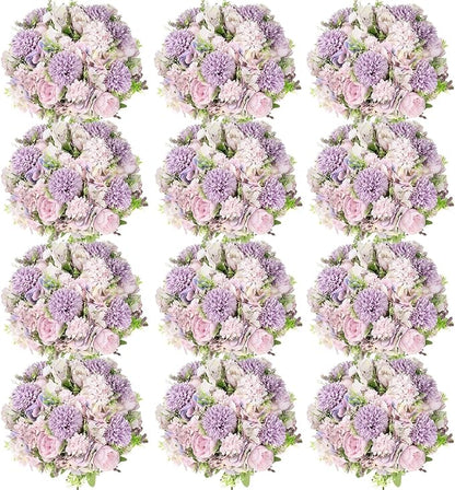 Tigeen Artificial Flowers Artificial Peonies Silk Flowers Faux Peony Fake Peony Silk Hydrangea Bouquet for Wedding Table Centerpiece Floral Vase Decor(Light Purple,12 Bundles)