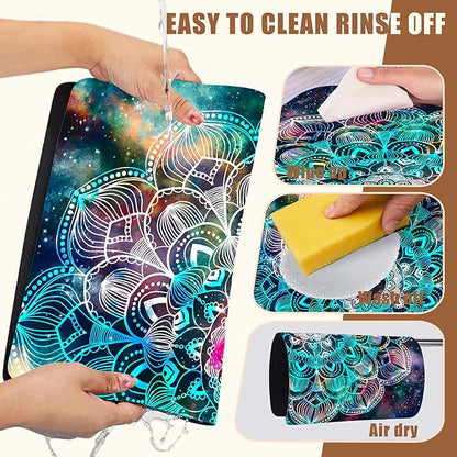 Abstract Mandala Galaxy Star Dish Drying Mat for Kitchen Counter Coffee Bar Mat Hide Stain Absorbent Rubber Backed Coffee Maker Espresso Machine Accessories 11.8 x 19.7 Inch