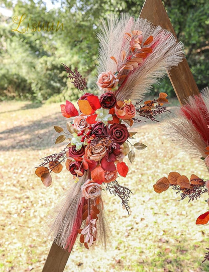 Wedding Arch Flowers, Artificial Flowers for Decoration, Large Flower Swag for Boho Styles Wedding Ceremony Floral Decor - Pack of 2