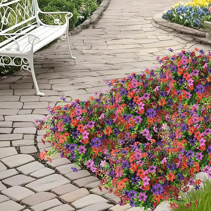 Homsunny Artificial Mums Fake Flowers for Outdoors Decoration, 12 Bundles Faux Silk Daisy Plants UV Resistant for Outside Garden Front Door Porch Planter Patio Yard (Mix)