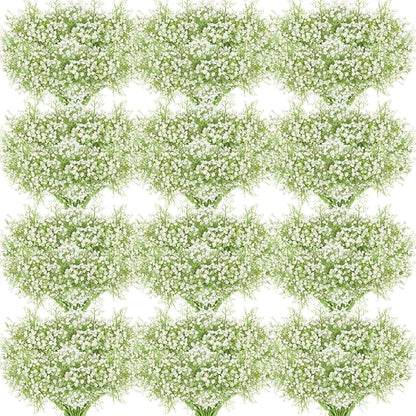 JIFTOK Babys Breath Artificial Flowers, 180 Pcs Fake Flowers Gypsophila Bouquet Fall Flowers Artificial for Decoration, Real Touch Silk Flower for Wedding Christmas DIY Party Home Garden Office(White)