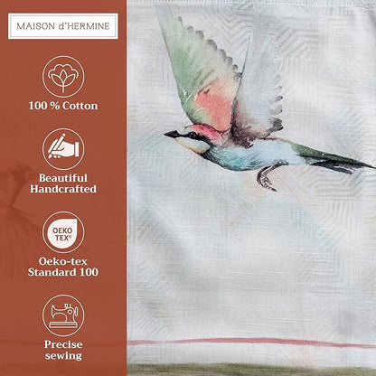 Maison d' Hermine Placemats Set of 4 100% Cotton Washable Cloth Place Mats, Reusable Table Mats for Kitchen Dining Decoration, Party, Wedding, Restaurant Spring/Summer (Flying Birds, 13" x 19")