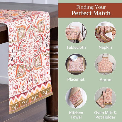 Maison d' Hermine Table Runner 100% Cotton Double Layer Table Runners 108 inches Long for Thanksgiving Christmas Decorations Home Kitchen Dining Party Wedding (Damask, 14.5" x 108")