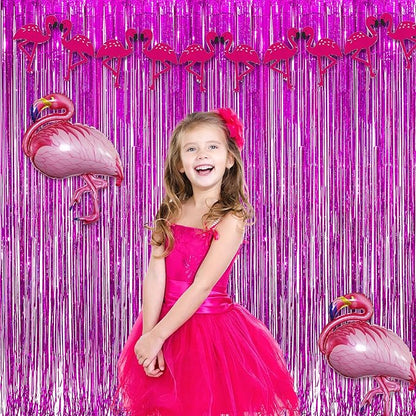 Magenta Tinsel Curtain Party Backdrop - GREATRIL Foil Fringe Curtain Photo Booth Streamers for Bachelorette Party Engagement Bridal Shower 2 PCS