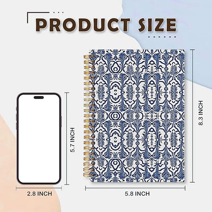 VIIJJUE Blue and White Porcelain Notebook Journal, Blue Flowers Notebooks for Note Taking, Hardcover Spiral Journal 5.5x8.3 Inch