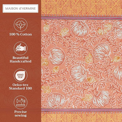 Maison d' Hermine Placemats Set of 4 100% Cotton Washable Cloth Place Mats, Reusable Table Mats for Thanksgiving Christmas Decorations Kitchen Dining Party Wedding (Harvest Festival, 13" x 19")