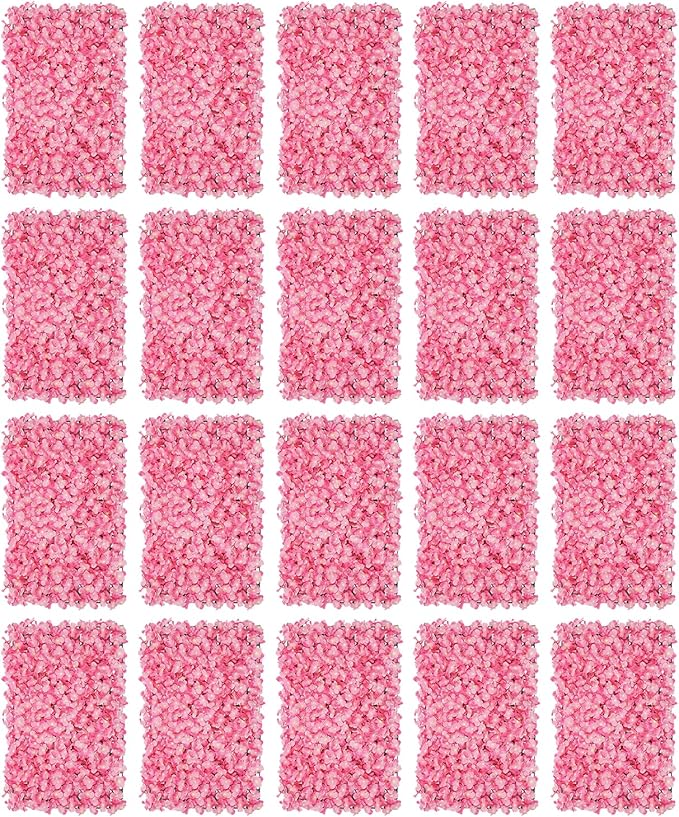 Flower Wall Panel Floral Backdrop,20Pack Pink Flower Wall Decor,Silk Rose Wall, Artificial Flower Wall Backdrop Faux Flower Panel for Wedding