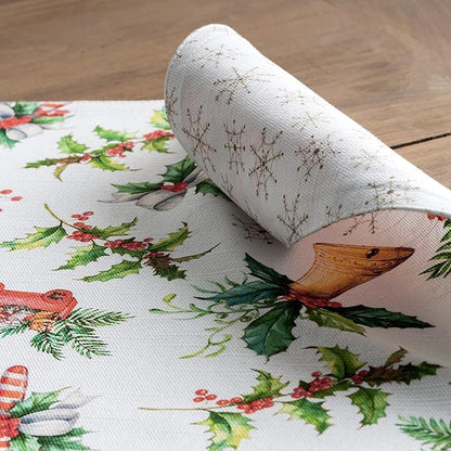 Maison d' Hermine Placemats Set of 4 100% Cotton Washable Cloth Place Mats, Reusable Table Mats for Thanksgiving Christmas Decorations Kitchen Dining Party Wedding Restaurant (Chromo, 13" x 19")
