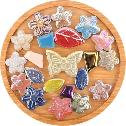 2.5 lb Ceramic Mosaic Tiles for Crafts Mix – Irregular Ceramic Pieces with Flower, Butterfly & Leaf Shapes for Mosaics DIY Art Projects and Home Decor
