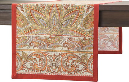 Maison d' Hermine Table Runner 100% Cotton Single Layer Table Runners 48 inches Long for Thanksgiving Christmas Decorations Home Kitchen Dining Party Wedding (Kashmir Paisley, 14.5" x 48")