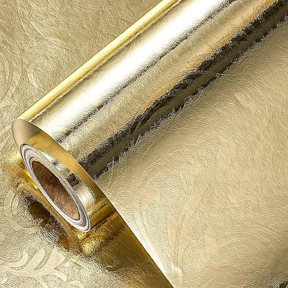 LeZakaa 3D Embossed Floral Foil Gold Wrapping Paper, Vintage Flower Metallic Foil for Birthday Christmas Party Holiday Gift Wrap, for DIY Crafts Scrapbook, Large Roll 30 inch x 32.8 Ft(Gold)
