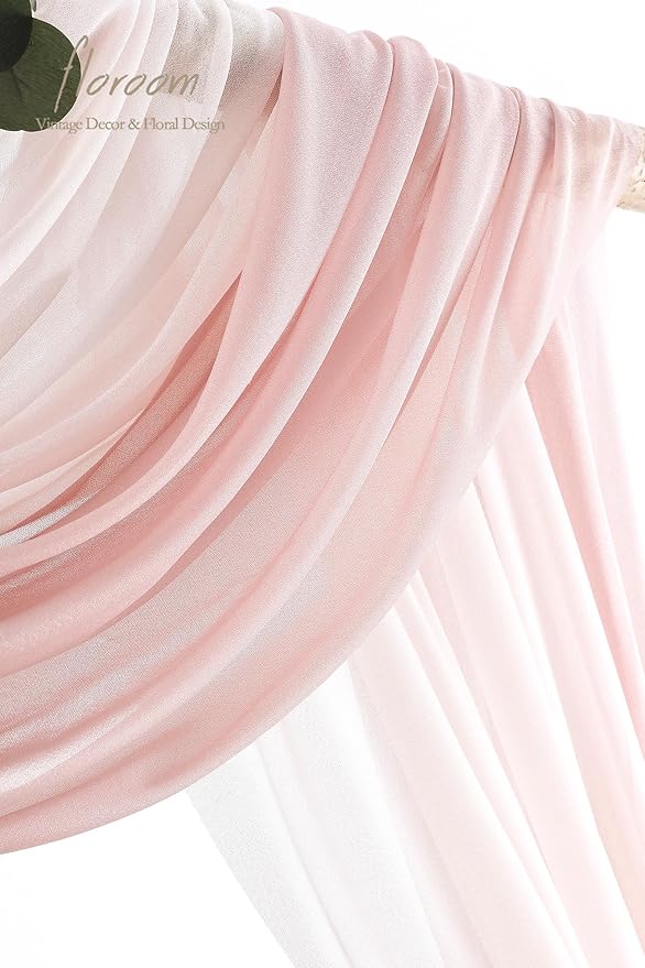 Floroom Arch Flowers with Drapes Kit (Pack of 4) - 2pcs Artificial Dusty Rose & Navy Blue Floral Swag Arrangement with 2pcs Draping Fabric for Wedding Ceremony Arbor and Reception Backdrop Decoration