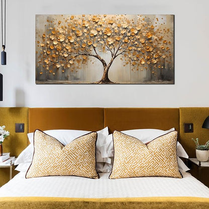 Gold Tree Pictures Wall Art for Living Room - Abstract Canvas Wall Art for Office - Modern Bedroom Wall Decor Above Bed Size 24" x 48"
