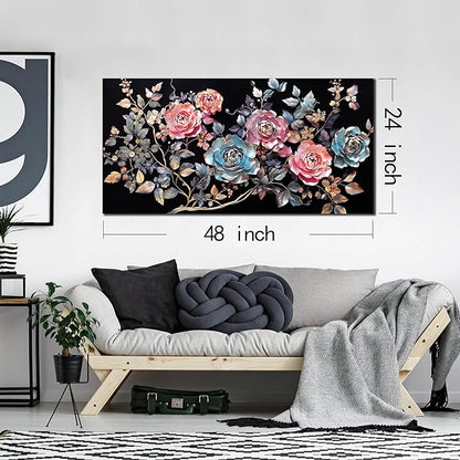 Colorful Flower Wall Decor Living Room Vintage Wall Decor Bedroom Teen Room Prints Decor for Girls Room 24" x 48"