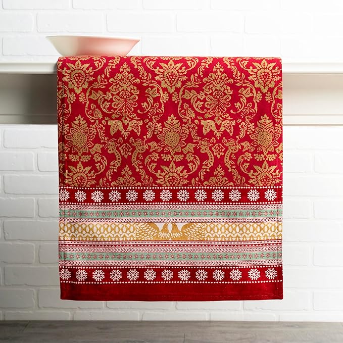 Maison d' Hermine Table Runner 100% Cotton Double Layer Table Runners 108 inches Long for Thanksgiving Christmas Decorations Home Kitchen Dining Party Wedding (Sofia, 14.5" x 108")