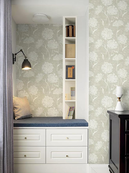 Safiyya Peel and Stick Wallpaper Floral Contact Paper Grasscloth Wall Paper Self Adhesive Removable Wallpaper for Bedroom 393"x17.3" Covering Vinyl Rolls