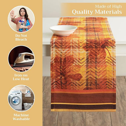Maison d' Hermine Table Runner 100% Cotton Single Layer Table Runners 72 inches Long for Thanksgiving Christmas Decorations Home Kitchen Dining Party Wedding (Thanksgiving Tartan, 14.5" x 72")
