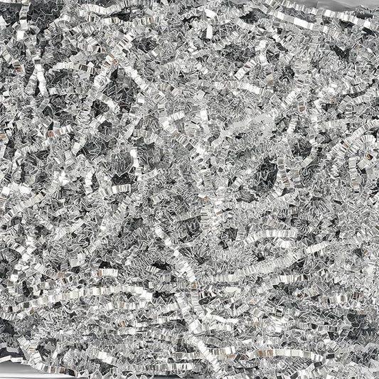 Uptotop 1/2 LB Crinkle Cut Paper Shred Filler for Gift Wrapping Basket Filling, Birthday, Christmas, Thanksgiving, Wedding, Mother's Day, Glitter Silver