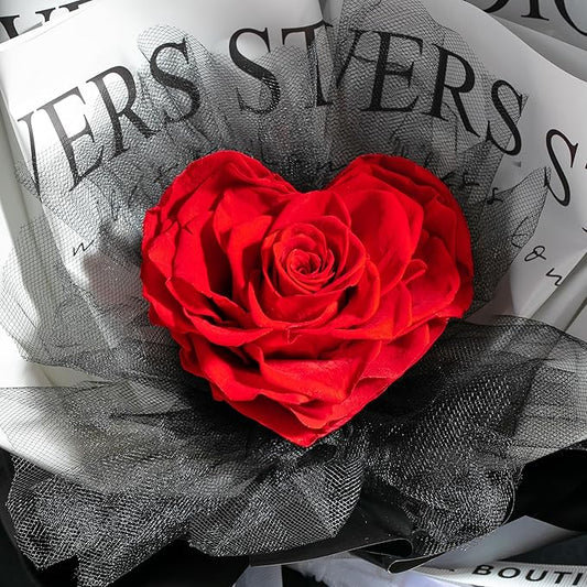 GLAMOUR BOUTIQUE Preserved Rose Single Heart Bouquet - Flowers Roses Eternal in a Box, Gift for Wife Anniversary, Birthday, for Her Flowers Eternal