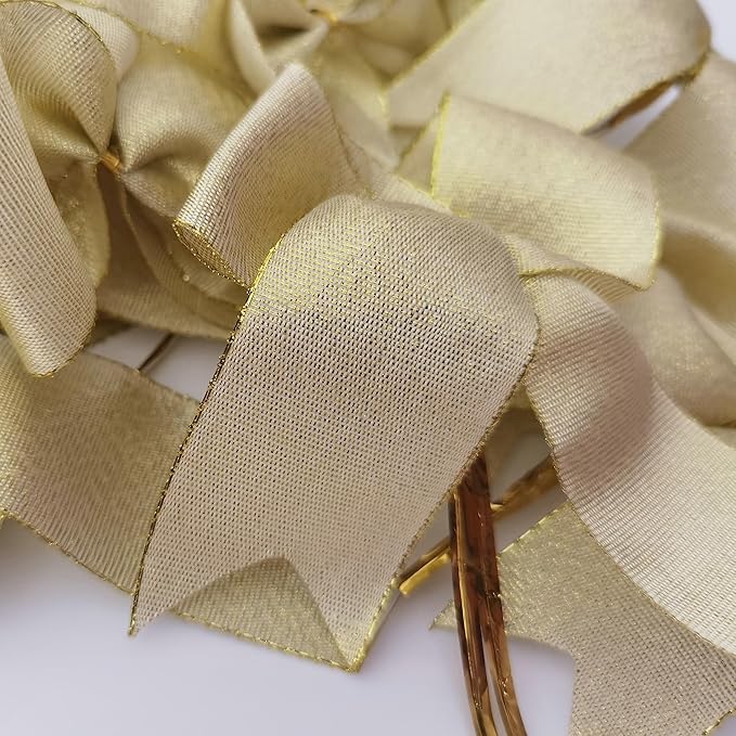 36pcs 4-1/2" Metallic Gold Bows with Twist Ties for Gift Wrapping Packing Christmas Decoration (4.5",W.Gold)
