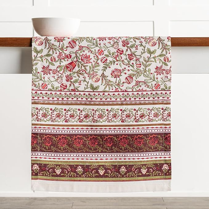 Maison d' Hermine Table Runner 100% Cotton Double Layer Table Runners 72 inches Long for Thanksgiving Christmas Decorations Home Kitchen Dining Party Wedding (Reveillon Au Jardin, 14.5" x 72")
