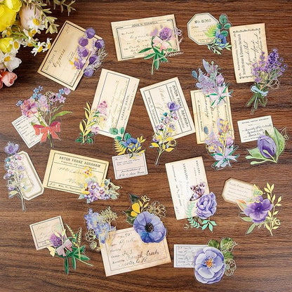 240Pcs Transparent Flower Stickers, Cute Vintage Floral Sticker for Kids, Clear Wildflower Stickers for Water Bottles, Scrapbooking, Card Making, Crafts, Laptop