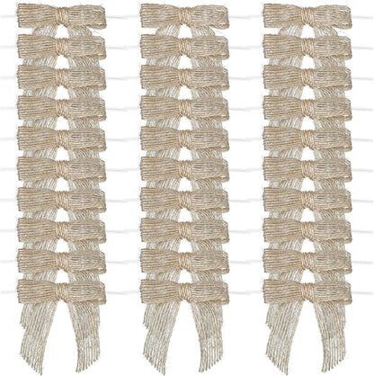 7Rainbows 30pcs Boutique 2.5" Burlap Ribbon Bows Craft Twist Tie Bows for Tying Up Packages Gift Wrapping Christmas Tree