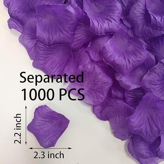 Separated 1000 Pcs Artificial Purple Rose Petals for Romantic Night for her Set,Faux Purple Flower Petals for Flower Girl Weddings Valentine Day Party Romantic Decoration(Ready-to-use)